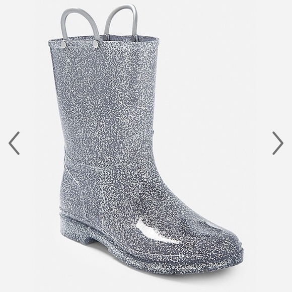 Justice Other - Girl’s Justice silver glitter rain boots, SZ 1